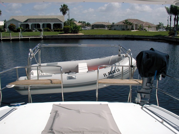 Island davits and palm trees