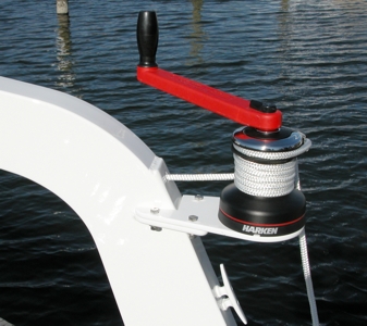 Close-up of winch on Voyager davit